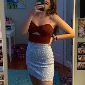 High-Waisted Light Blue Daisy Pencil Skirt